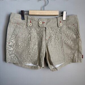 Carry Women's XL Linen Blend Preppy Beach Shorts Greenish-Beige Festival Summer